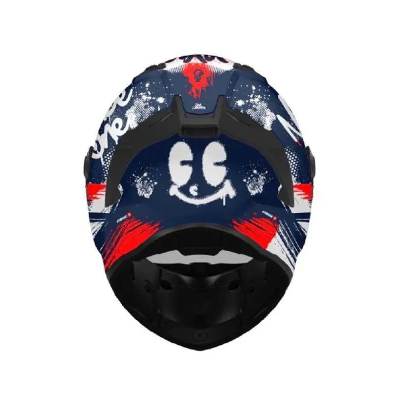 Casco Integrale Bambino Mt Helmets Ff126 Stinger 2 C17 Rocket Blu Bianco Rosso Opaco