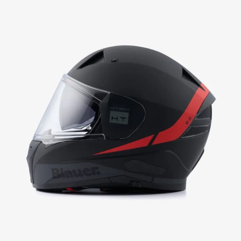 Casco Integrale Blauer NF01 Naca Grafica A Nero Opaco Rosso