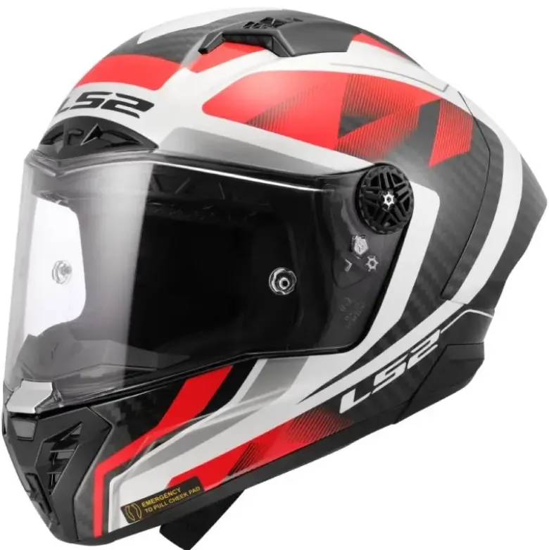 Casco Integrale Carbonio LS2 FF805 Thunder C Gp Aero Raute Bianco Rosso