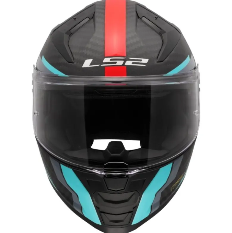 Casco Integrale Ls2 FF811 Vector II Carbon Grid Rosso Cyan