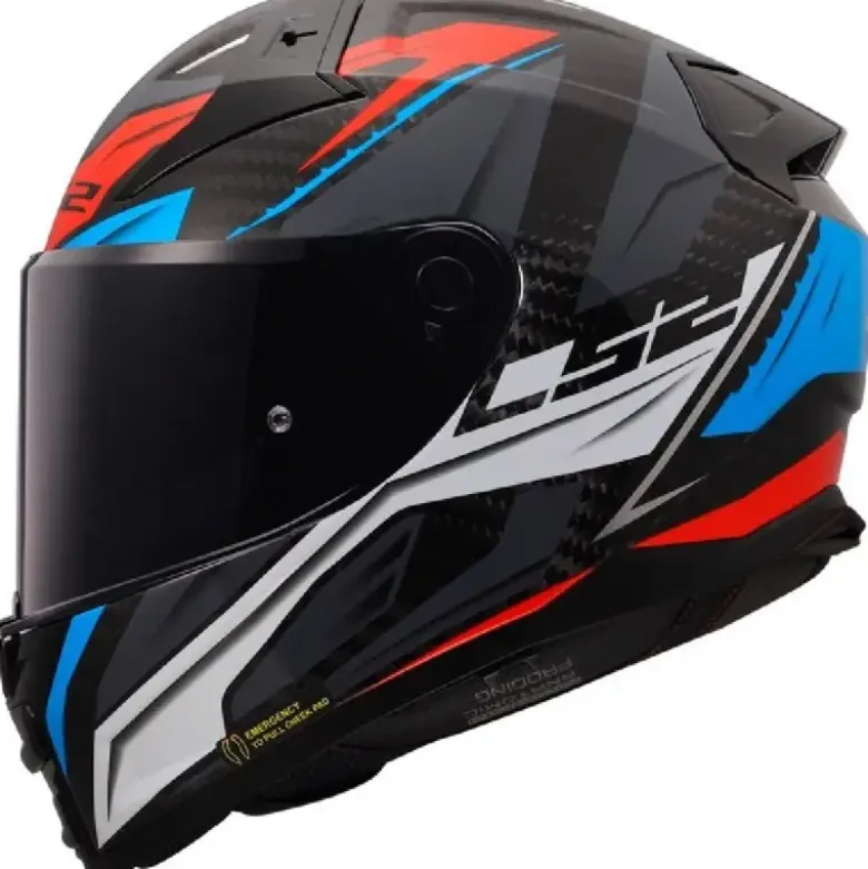 Casco Integrale Ls2 FF811 Vector II Carbon Savage Bianco Blu Rosso Lucido