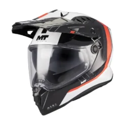 Casco Integrale Mt Helmets  Hs218Sv Track Sv A15 Nomad Bianco Nero Arancione Lucido