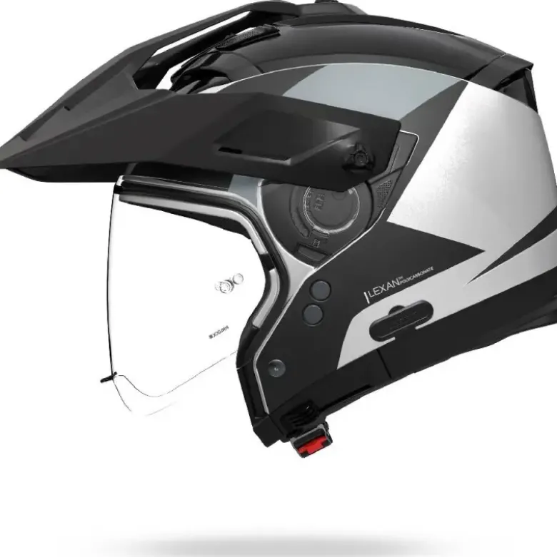 Casco Integrale On-Off Tourning Nolan N70-2 X 06 Turbine 349 Bianco Nero Grigio Lucido