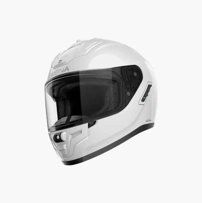 Casco Integrale Sena Phantom Bianco Lucido con Interfono e Luci Anteriori e Posteriori