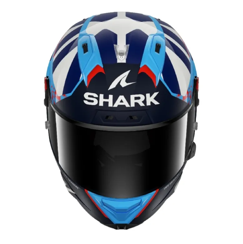 Casco Integrale Shark Aeron-Gp Fim Racing -1 Replica Raul Fernandez Blu Bianco Lucido