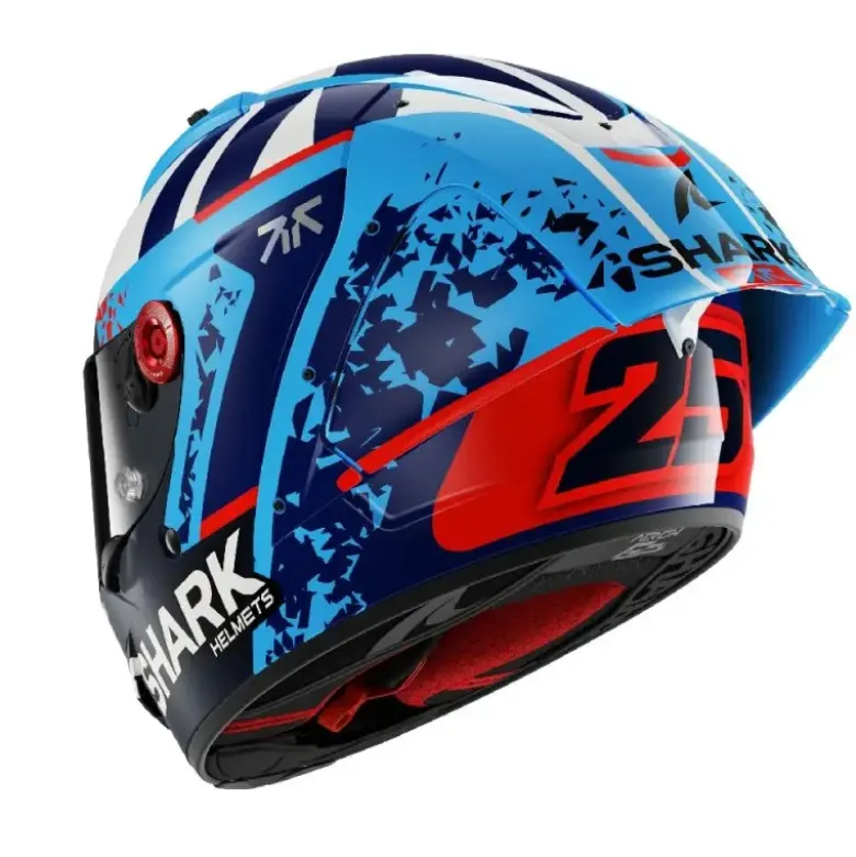Casco Integrale Shark Aeron-Gp Fim Racing -1 Replica Raul Fernandez Blu Bianco Lucido