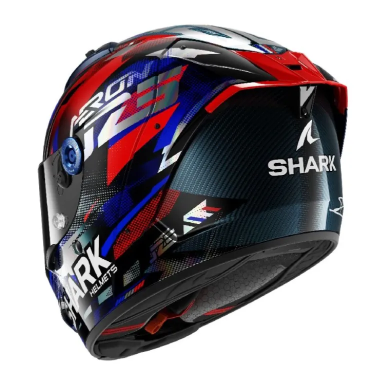 Casco Integrale Shark Aeron-Gp Fim Racing -1 Replica Zarco Gp De France Carbon Blu Cromato Lucido