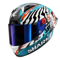 Casco Integrale Shark Aeron-Gp Fim Racing -2 Speed-Fancy Carbon Bianco Blu Lucido