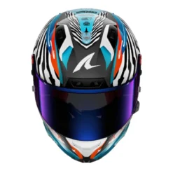 Casco Integrale Shark Aeron-Gp Fim Racing -2 Speed-Fancy Carbon Bianco Blu Lucido