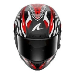 Casco Integrale Shark Aeron-Gp Fim Racing -2 Speed-Fancy Carbon Bianco Rosso Opaco