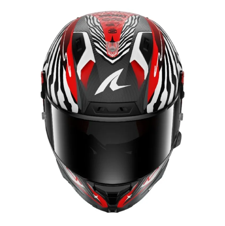 Casco Integrale Shark Aeron-Gp Fim Racing -2 Speed-Fancy Carbon Bianco Rosso Opaco