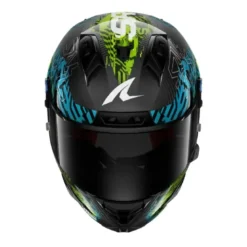 Casco Integrale Shark Aeron-Gp Fim Racing -2 Speed-Vib Carbon Blu Verde Lucido