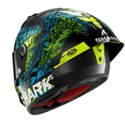 Casco Integrale Shark Aeron-Gp Fim Racing -2 Speed-Vib Carbon Blu Verde Lucido