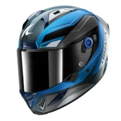 Casco Integrale Shark Aeron Mekarium Carbon Blu Silver Lucido
