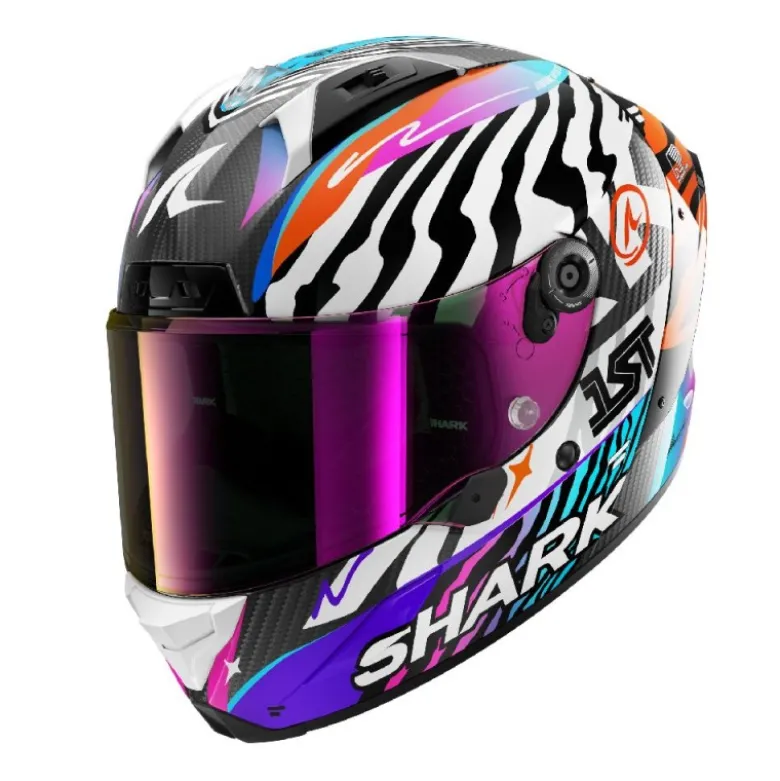 Casco Integrale Shark Aeron Speed-Fancy Carbon Bianco Arancione Lucido