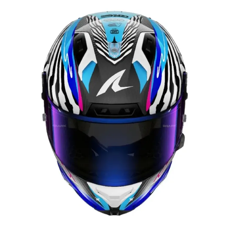 Casco Integrale Shark Aeron Speed-Fancy Carbon Bianco Blu Lucido