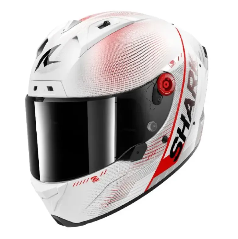Casco Integrale Shark Aeron Speed-Tech Carbon Bianco Rosso Lucido