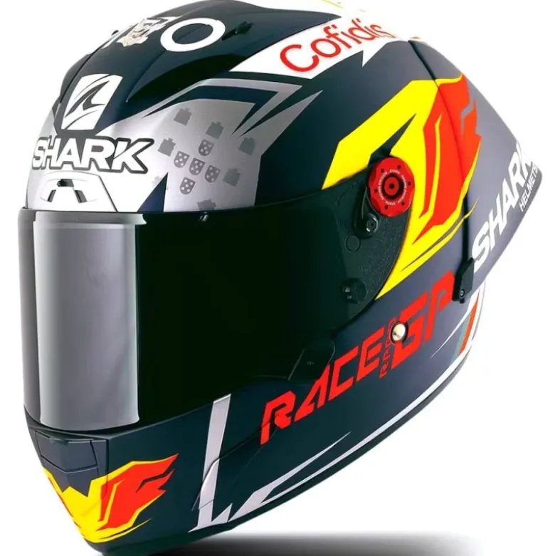 Casco Integrale Shark Race-R Pro Gp 06 Carbon Replica Miguel Oliviera Blu Iridium Rosso