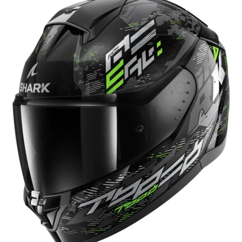 Casco Integrale Shark Ridill 2 Molokai Nero Silver Verde