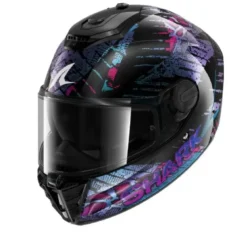 Casco Integrale Shark Spartan Rs Reptaia Nero Blu Glitterato