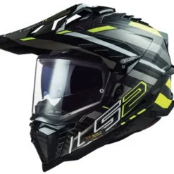 Casco Integrale Touring Carbonio Ls2 Mx701 Explorer C Edge Nero Lucido H-V Giallo Titanio