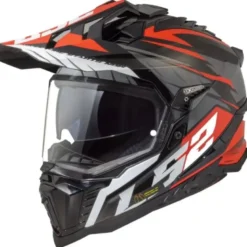 Casco Integrale Touring Ls2 Mx701 Explorer Spire Nero Titanio Rosso Lucido