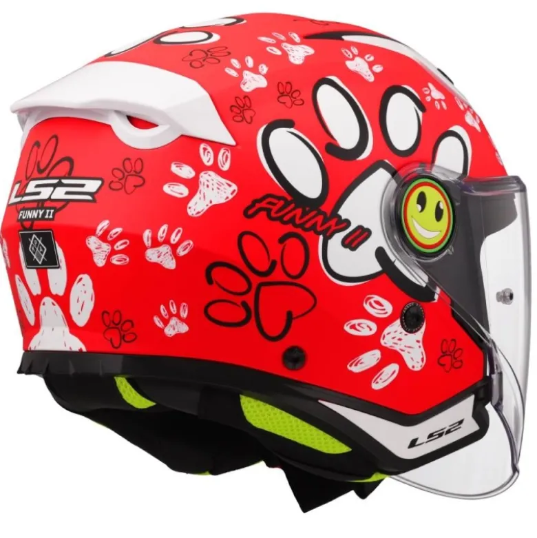 Casco Jet Bambino Ls2 OF622 Funny II Paws Rosso