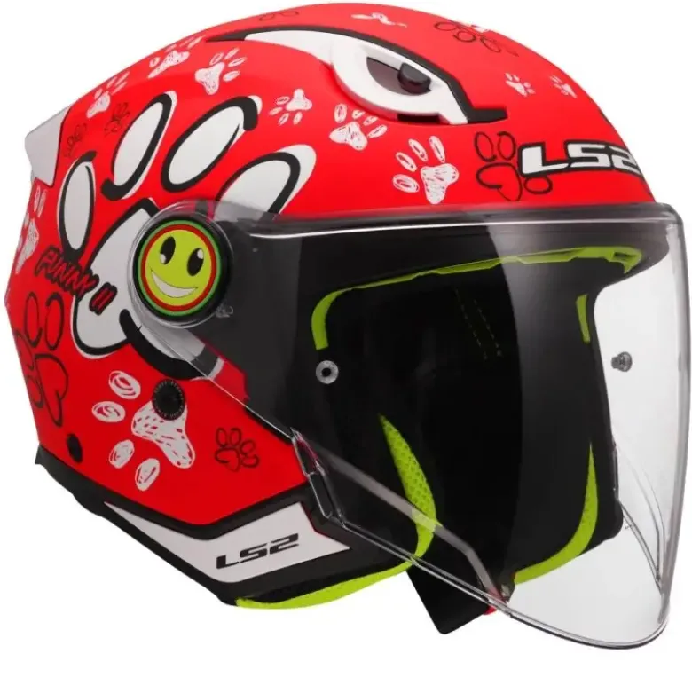 Casco Jet Bambino Ls2 OF622 Funny II Paws Rosso