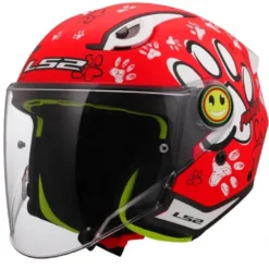 Casco Jet Bambino Ls2 OF622 Funny II Paws Rosso