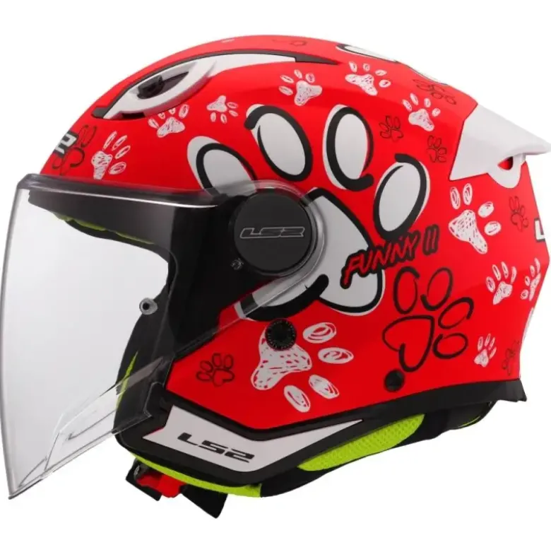Casco Jet Bambino Ls2 OF622 Funny II Paws Rosso