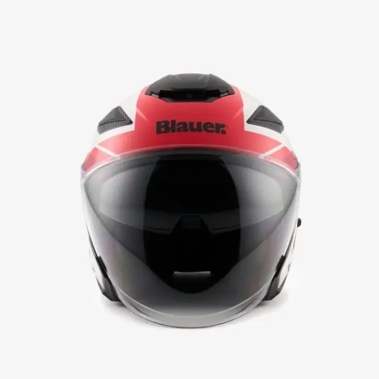 Casco Jet Blauer JJ-01 Bianco Rosso Lucido