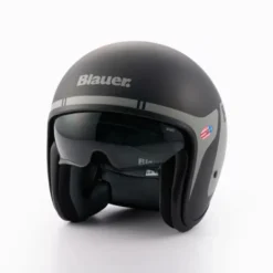 Casco Jet Blauer Pilot 06 Go Grafica Bianco Nero Titanio Opaco