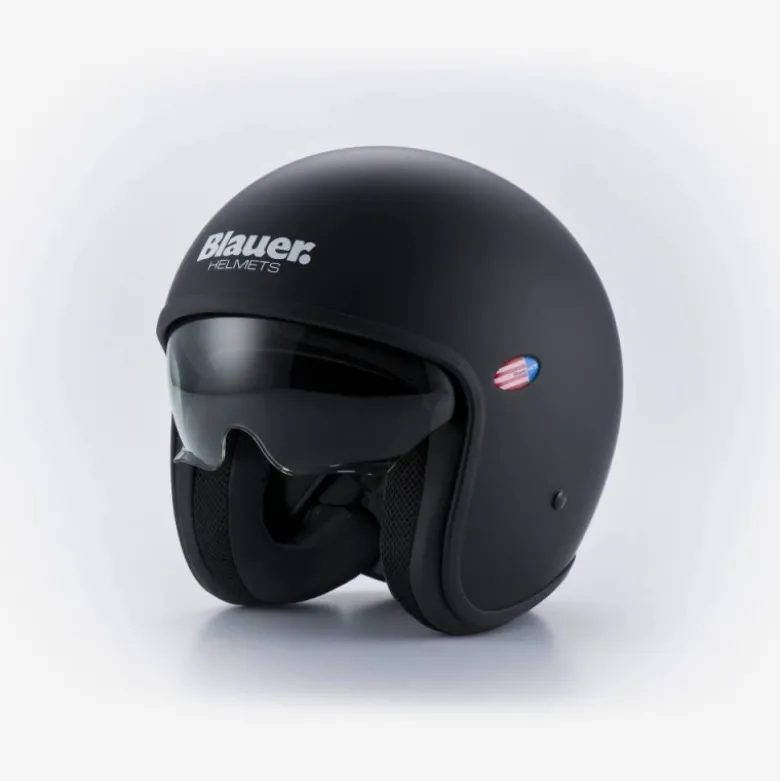 Casco Jet Blauer Pilot 1.1 Monochrome Nero Opaco