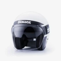 Casco Jet Blauer Pod Stripes Bianco Nero Titanio Lucido