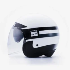 Casco Jet Blauer Pod Stripes Bianco Nero Titanio Lucido