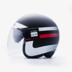 Casco Jet Blauer Pod Stripes Nero Bianco Rosso Opaco