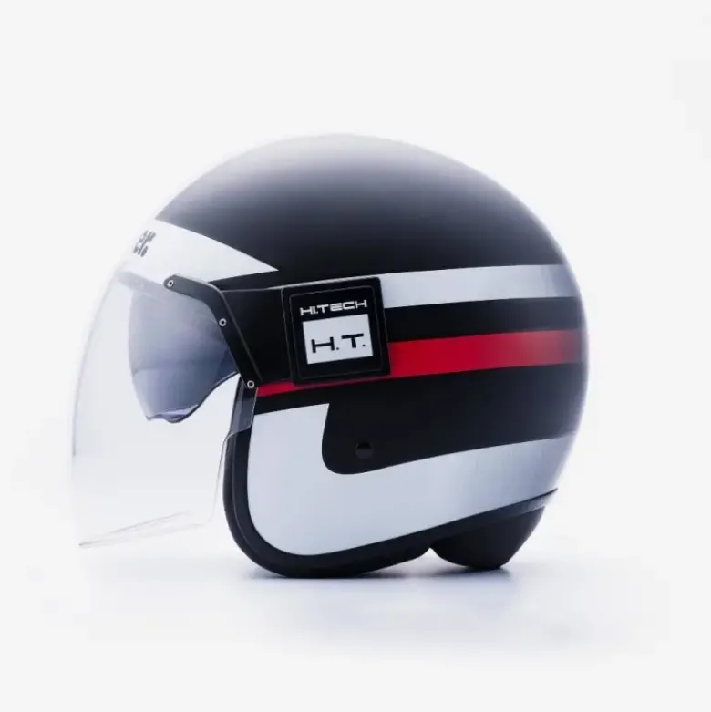 Casco Jet Blauer Pod Stripes Nero Bianco Rosso Opaco