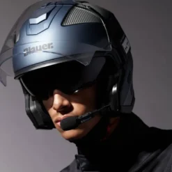 Casco Jet Blauer Solo BTR Blu Carbon Nero Opaco