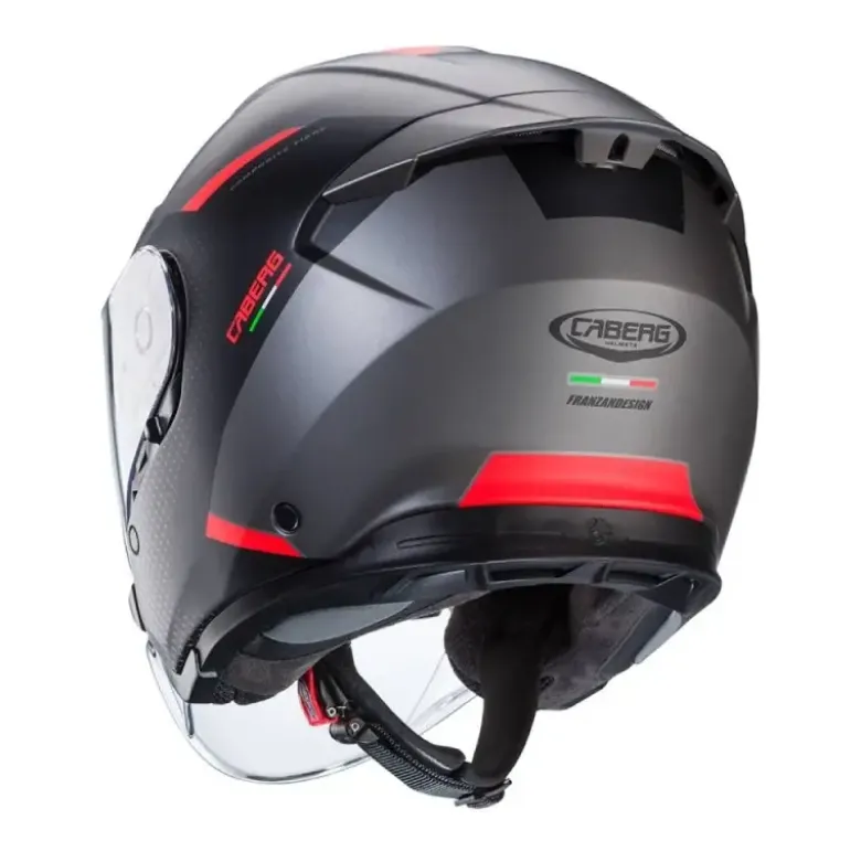 Casco Jet Caberg Flyon II Boss Grigio Opaco Rosso Nero