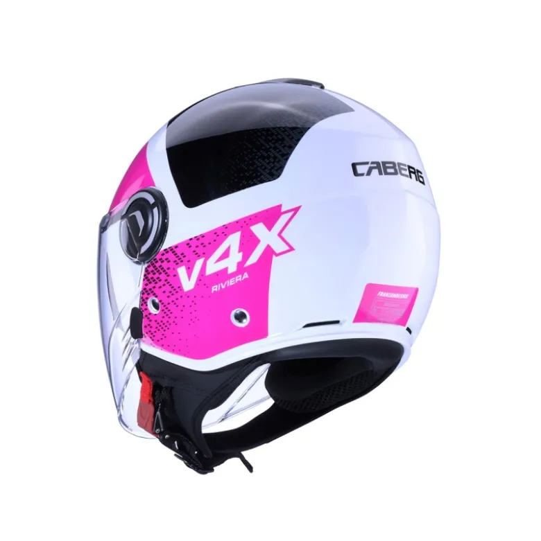 Casco Jet Caberg Riviera V4 X Alpha Bianco Nero Fucsia