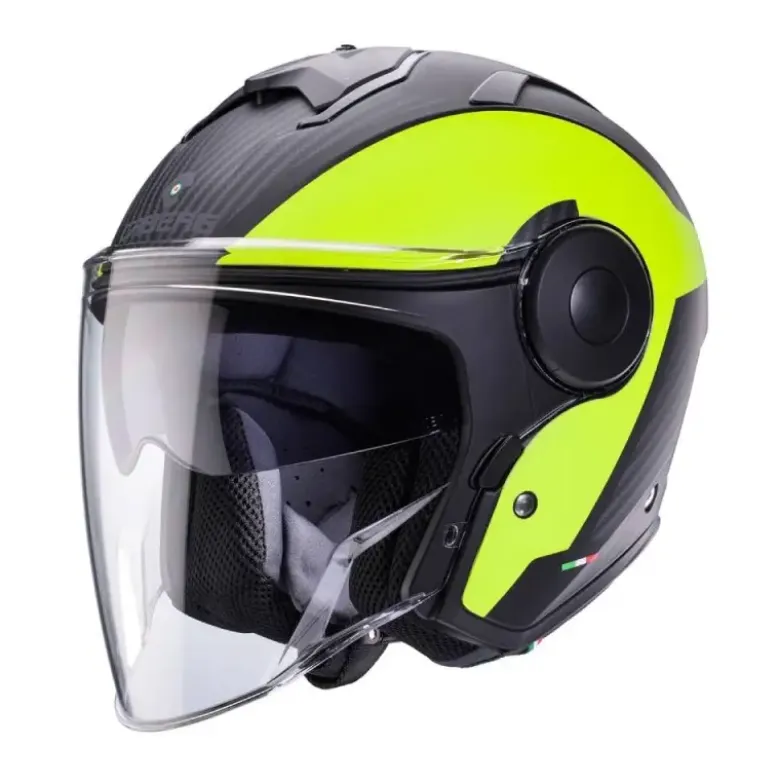 Casco Jet Caberg Soho Milano Nero Opaco Giallo Fluo