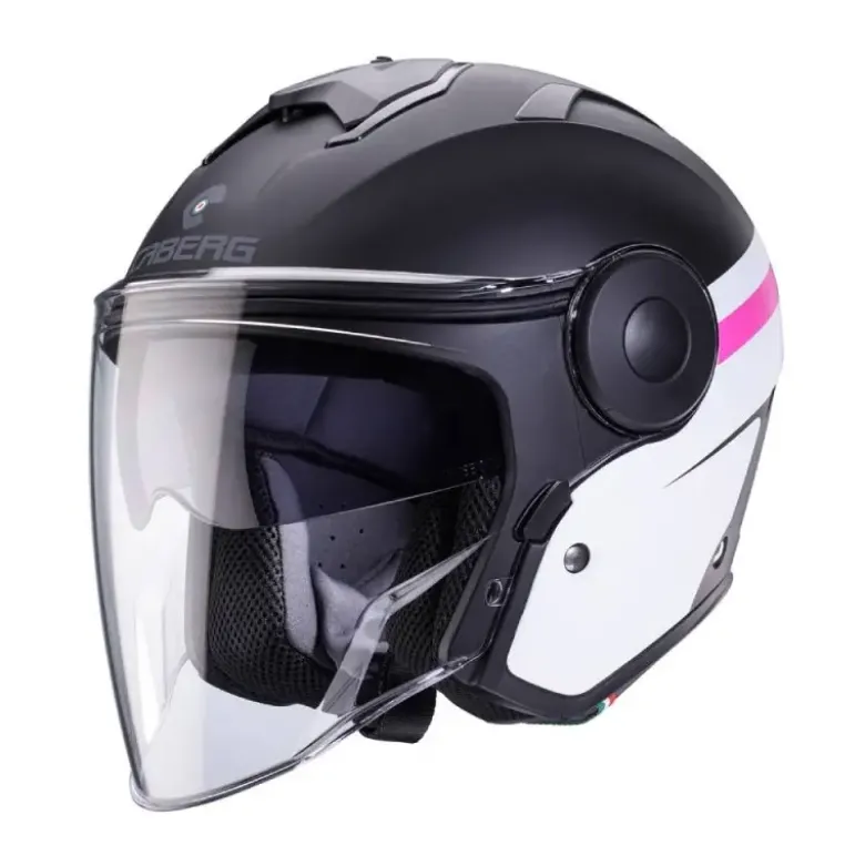 Casco Jet Caberg Soho Zephyr Nero Opaco Bianco Fucsia