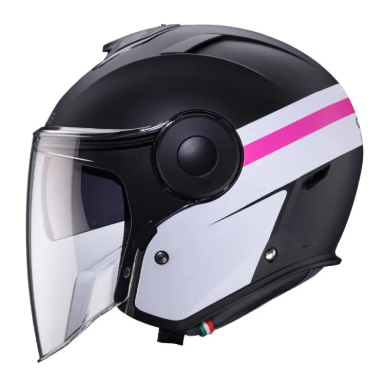 Casco Jet Caberg Soho Zephyr Nero Opaco Bianco Fucsia