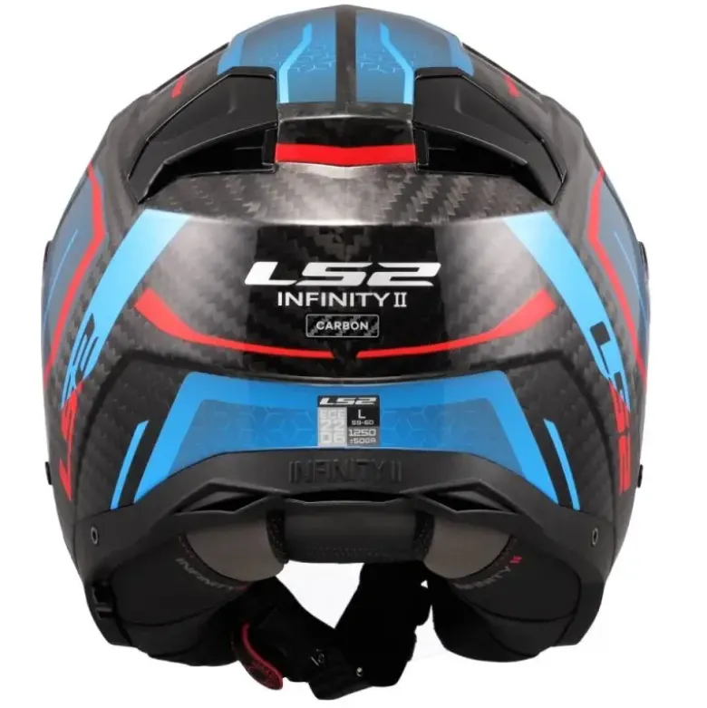 Casco Jet Carbonio Ls2 OF603 Infinity II Carbon Urus Blu Rosso