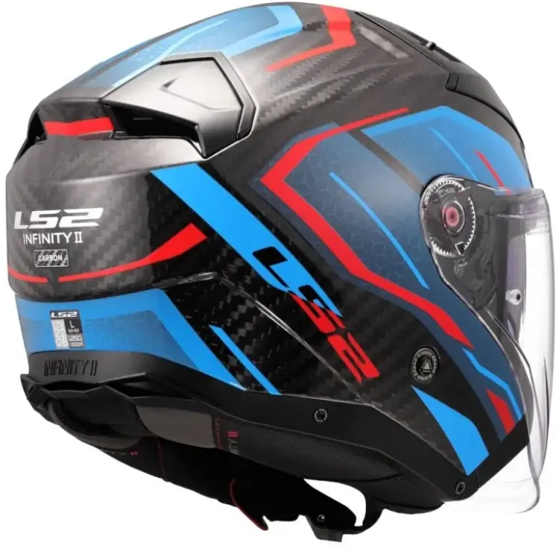 Casco Jet Carbonio Ls2 OF603 Infinity II Carbon Urus Blu Rosso
