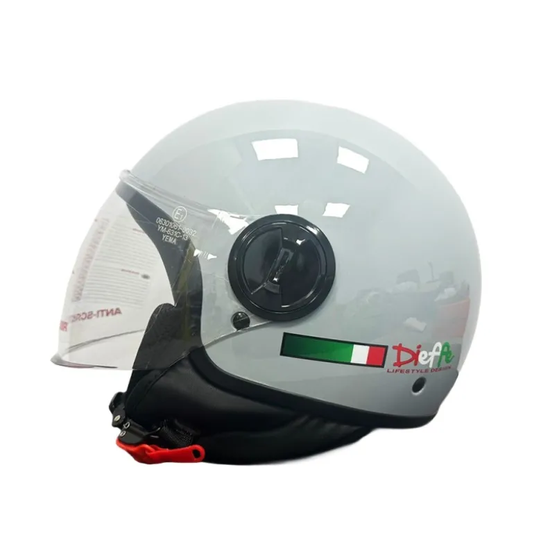 Casco Jet Dieffe DF2003 Shiny Grigio Chiaro Lucido