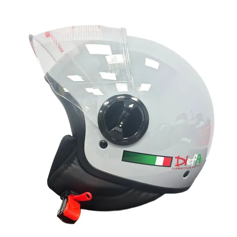 Casco Jet Dieffe DF2003 Shiny Grigio Chiaro Lucido