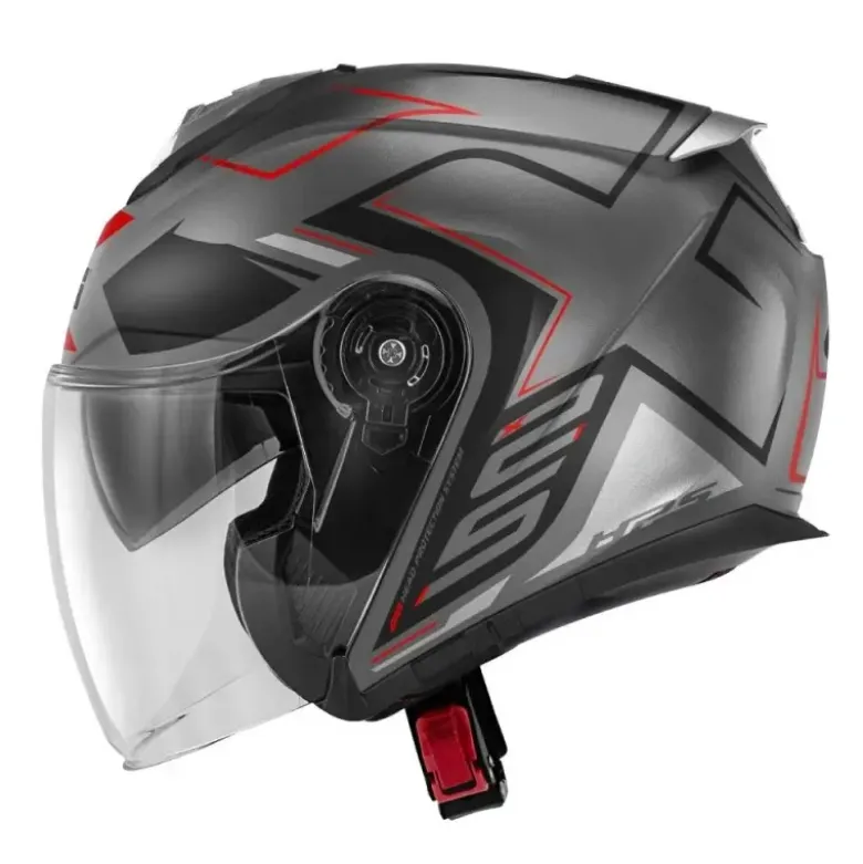 Casco Jet Givi X.25 Trace Titanio Opaco Nero Rosso