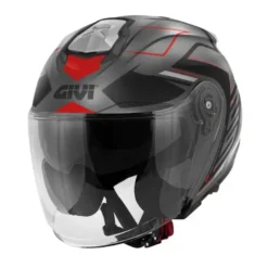 Casco Jet Givi X.25 Trace Titanio Opaco Nero Rosso