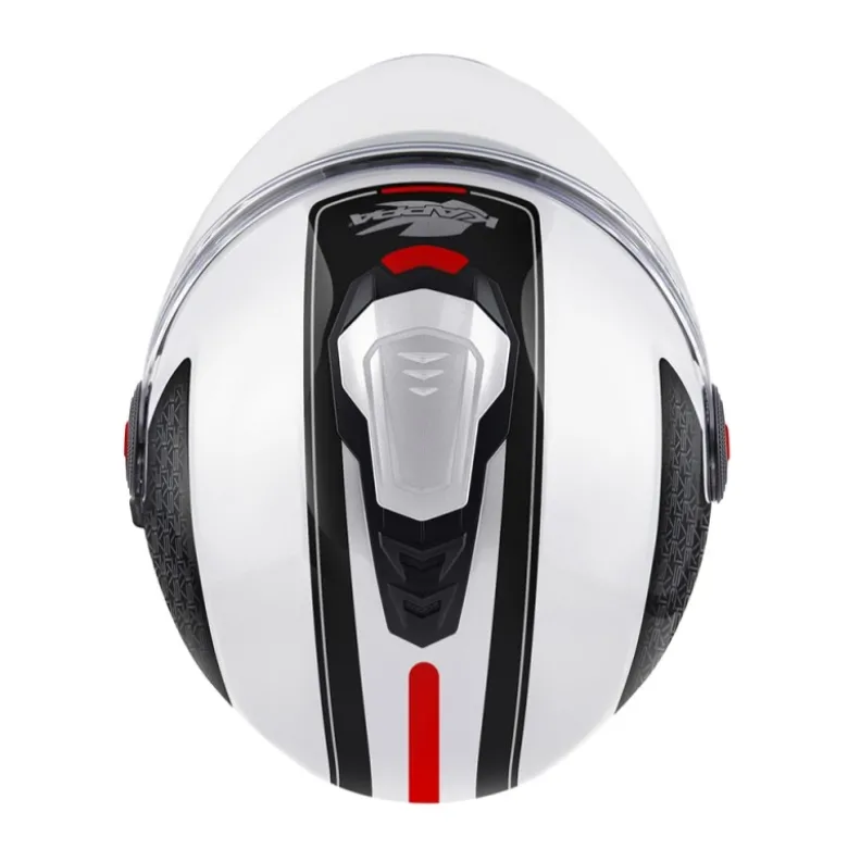 Casco Jet Kappa KV35 Dexter Bianco Lucido Nero Rosso